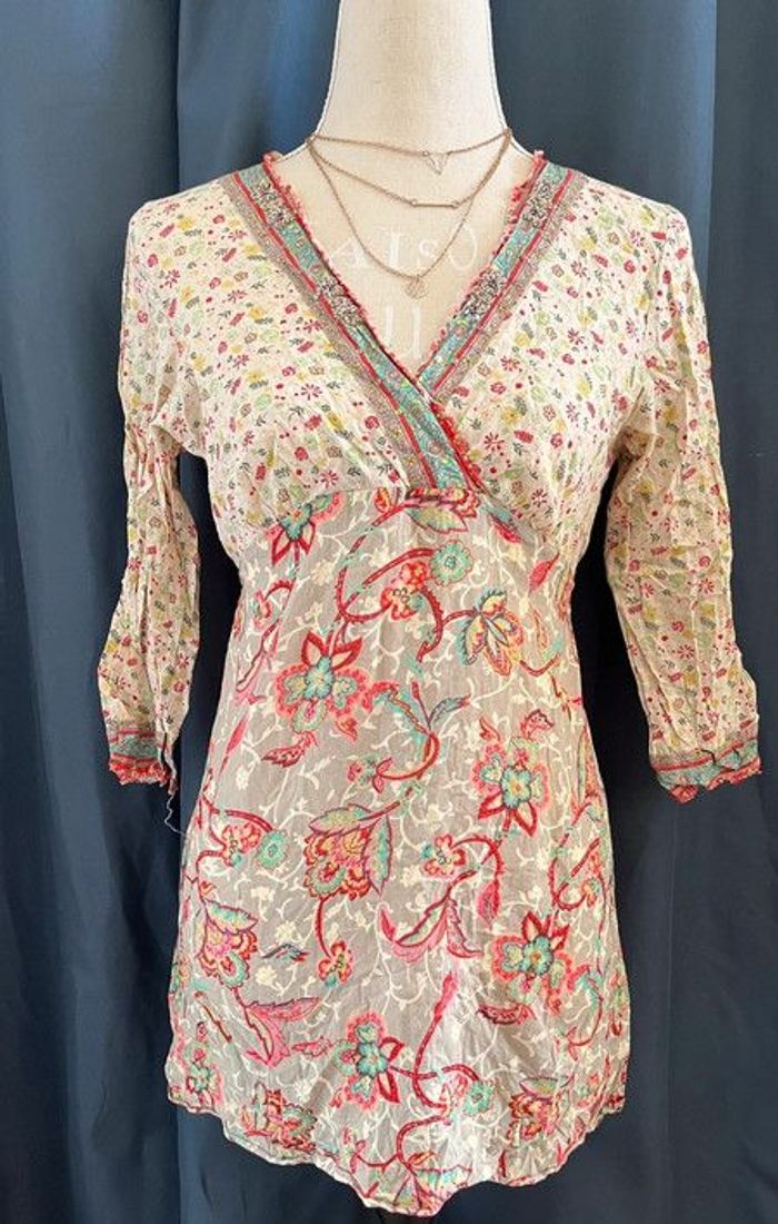 Blouse longue bohème manche 3/4