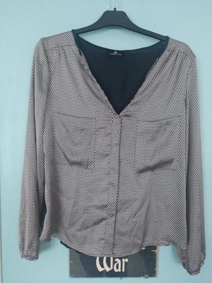 Blouse a manches longues one step a pois noir taille 38 - photo numéro 1