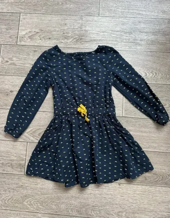 Robe fluide marine et moutarde  Okaidi 3 ans Impeccable