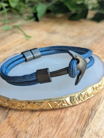 Bracelet en cordon esprit marin bleu