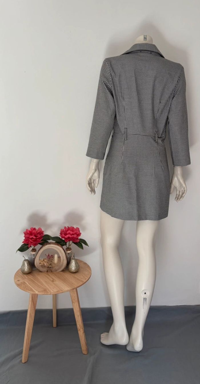🌺Robe tailleur/blazer manche longue blanc et noir au motif pied de poule Taille L/40🌺 - photo numéro 6