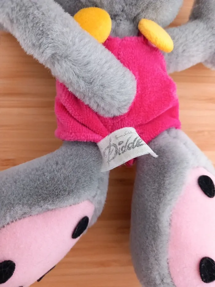 Peluche diddl grise salopette 25cm - photo numéro 5