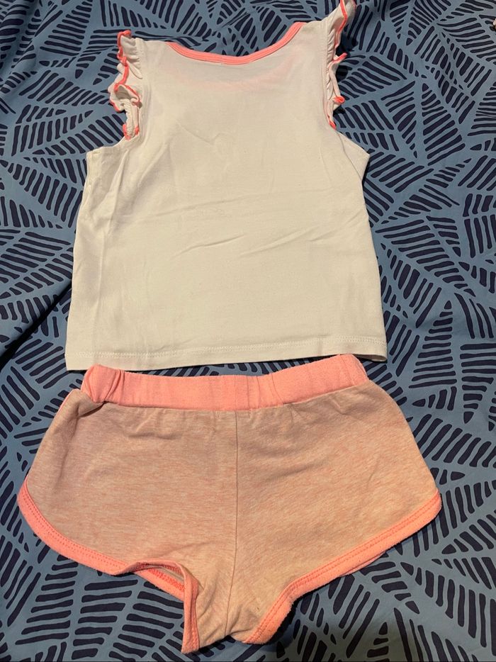 Pyjama IKKS short et débardeur blanc et rose T.4 ans - photo numéro 3