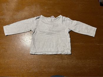 T-shirt manche longue rayé blanc et bleu