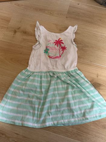 Robe fille blanche et jupe turquoise