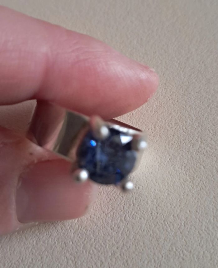 Bague argent et pierre bleu profond - photo numéro 3