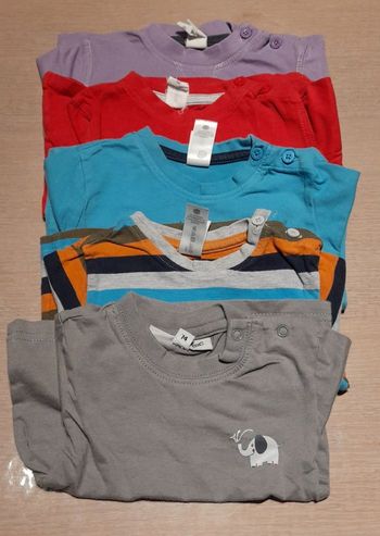 Lot de 5 t-shirts longues manches garçon 74- 9 mois