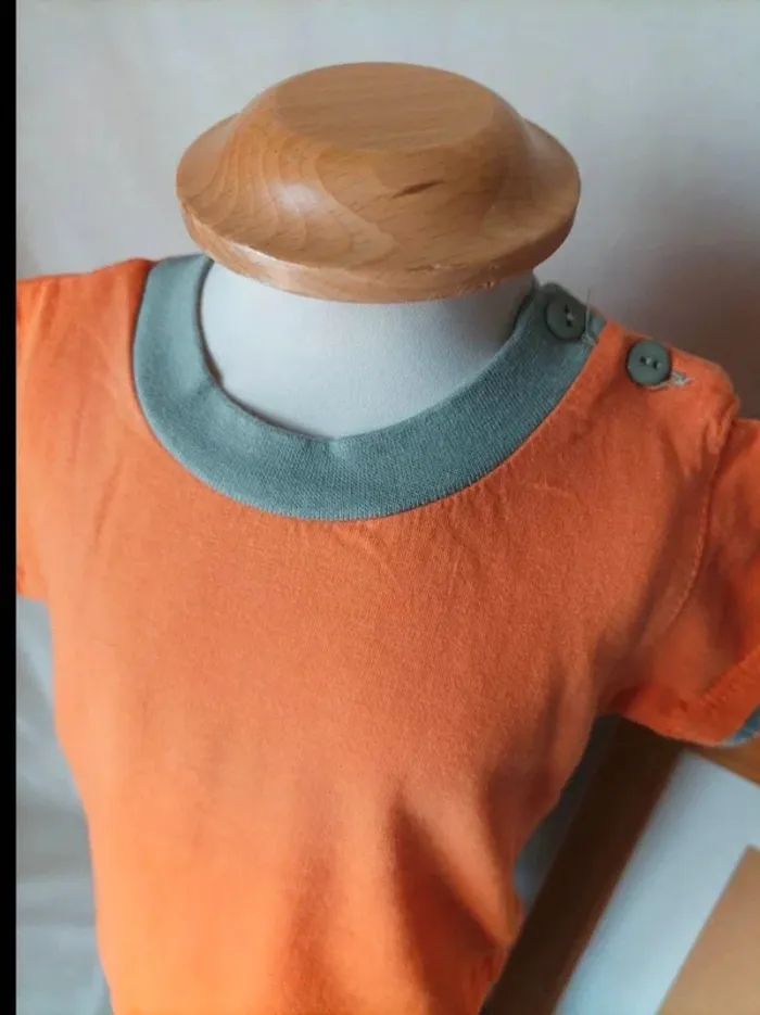 Tee-shirt manches courtes orange Tom & Kiddy garçon 3 mois - photo numéro 2