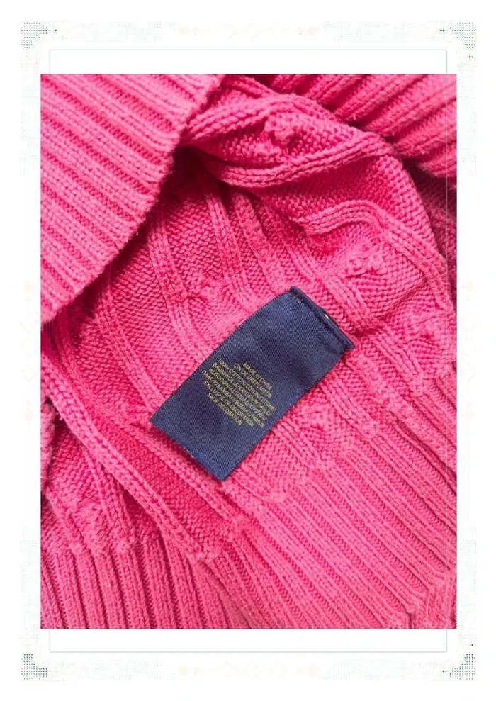Ralph Lauren pull femme coton torsadé rose col V taille S - photo numéro 7