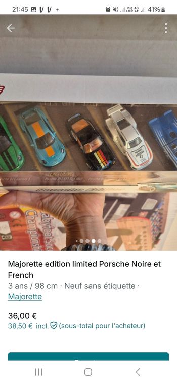 2 coffrets majorette Porsche et Noir