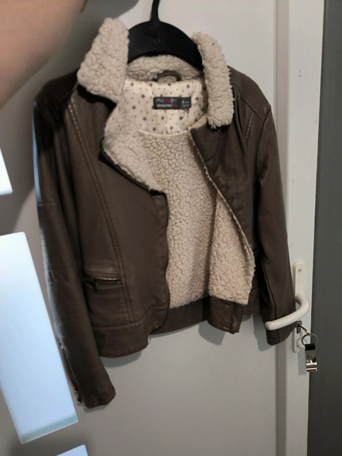 Veste cuir moumoute