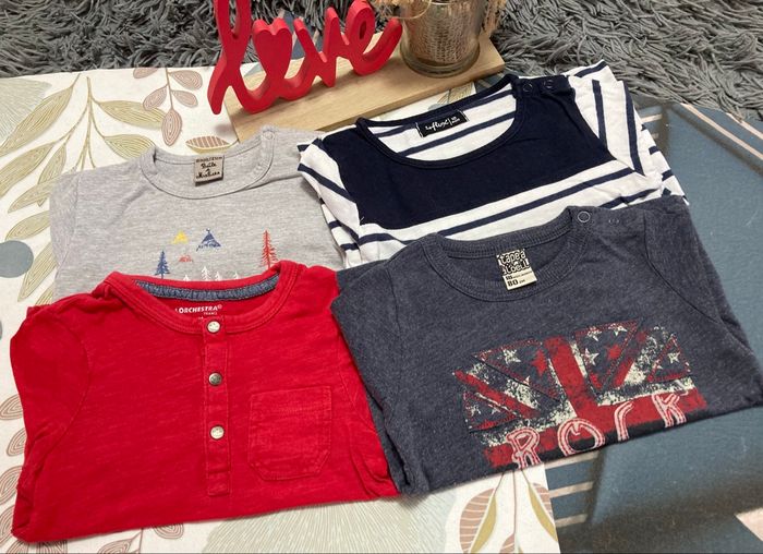 4 tshirts manches longues - 18 mois