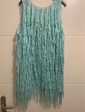 Gilet long sans manches bleu