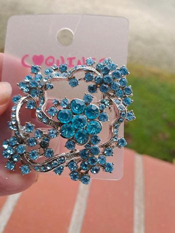 Broche bleue et argentée