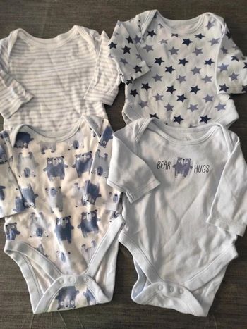 Lot de 4 bodies manches longues Early Days 0-3 mois 62 cm