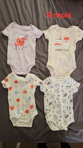 Lot de 4 bodies In Extenso manches courtes 9 mois