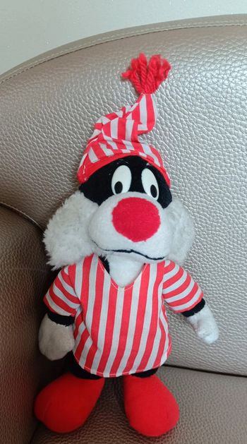 Peluche sylvestre titi gros minet en pyjamas