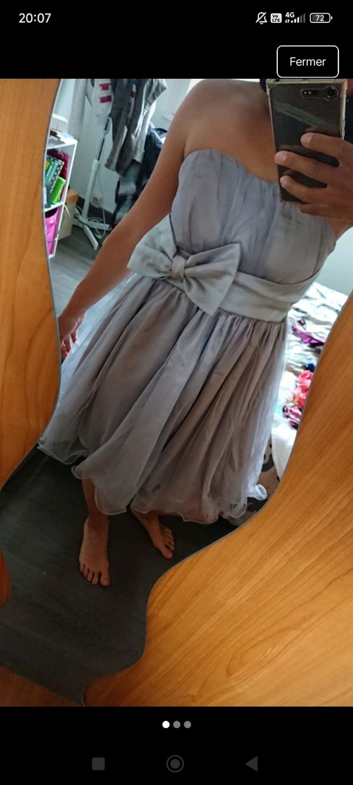 Robe de cérémonie bustier argenté