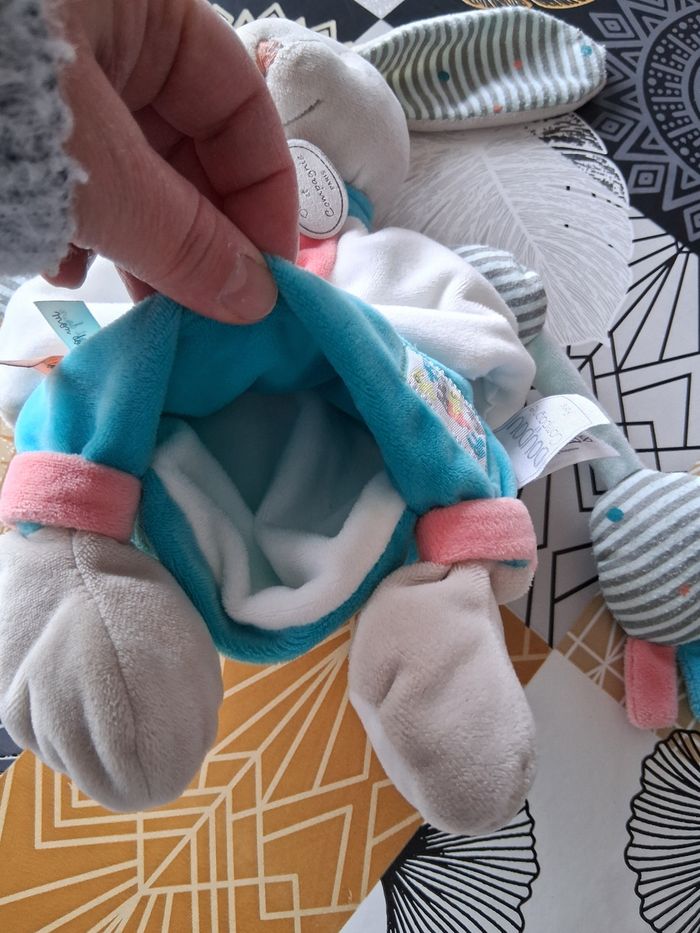 Doudou peluche marionnette lapin neuf - photo numéro 5