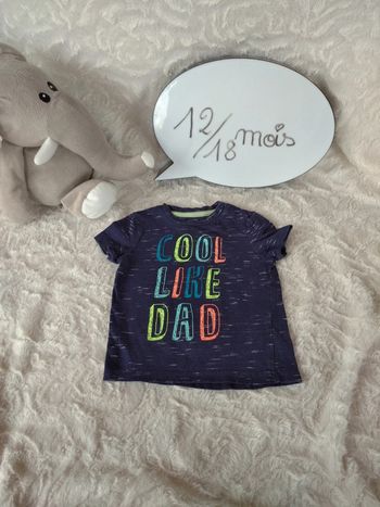 Tee shirt chemise manches courtes Garçon 12/18 mois Cool like Dad Papa Baby club