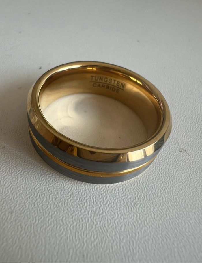 Bague en tungstène homme doré or jaune argenté gris bijoux argent homme doré or 17.8g - photo numéro 7