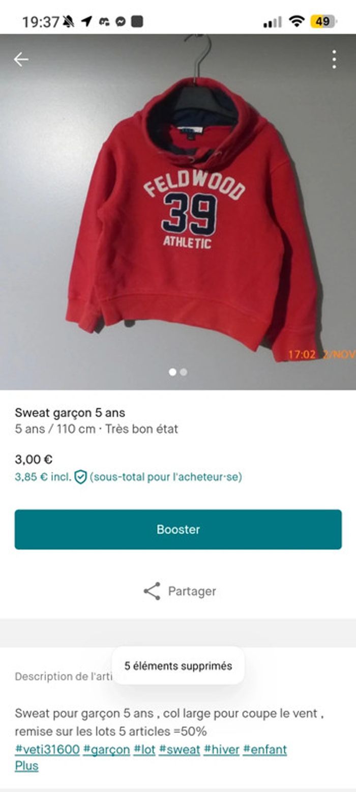 Sweat garçon 5 ans - photo numéro 3