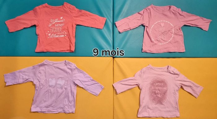Lot t-shirt ml 9 mois kiabi
