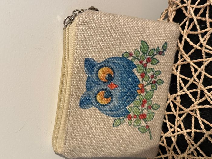 porte monnaie toile motif chouette hiboux - photo numéro 5
