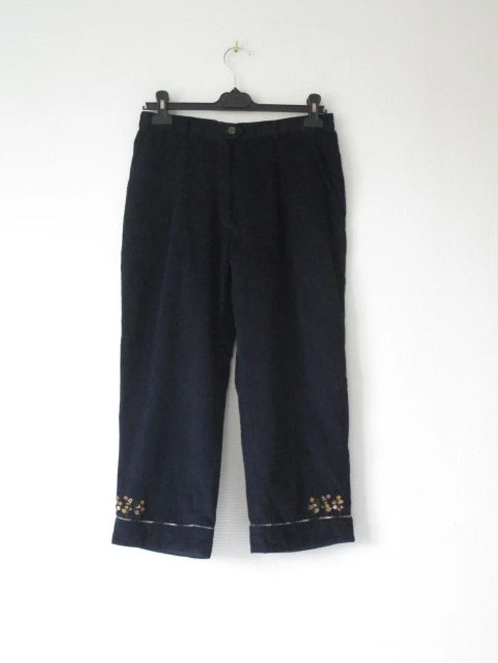 Pantacourt velours vintage marine 38 TBE