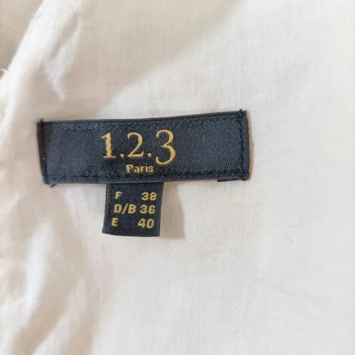 Robe évasée en lin bicolore crème et noire 1.2.3 Paris - Taille 38 - A656 - photo numéro 9