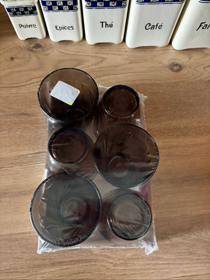 Lot de 6 verres Duralex Beau Rivage marrons neufs - photo numéro 4