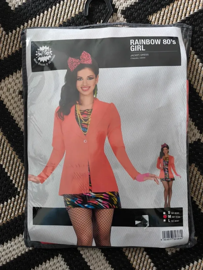 Déguisement arc-en-ciel"Rainbow 80's Girl" Fiesta Funk taille M  neuf