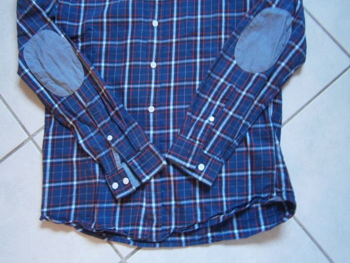 Chemise à carreaux bleu marine JULES Taille M - photo numéro 5