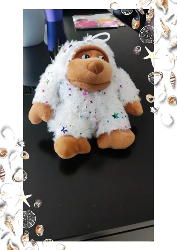 Peluche singe gorille blanc