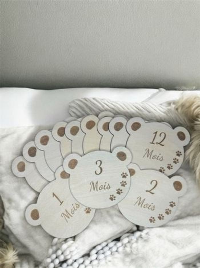 Cartes mois (12 mois) thème ourson