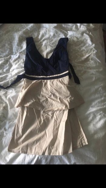 Robe Jennifer beige et bleu marine