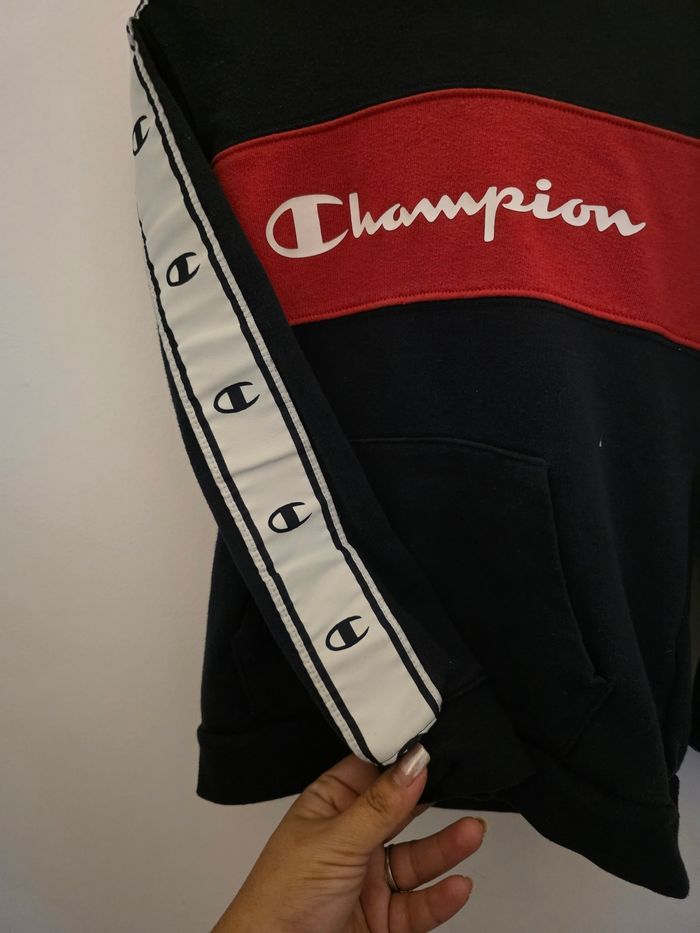 Pull a capuche Champion bleu marine & rouge taille 6 ans - photo numéro 2