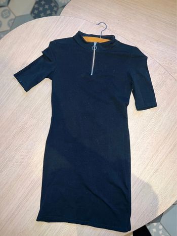 Robe noire moulante coton manches courtes ete 12 ans la halle