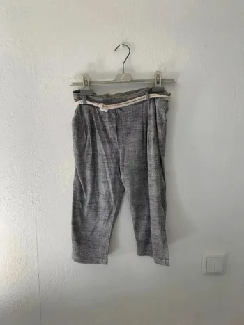 Pantacourt gris chiné avec ceinture corde – Taille 34