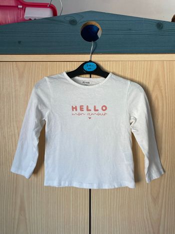 T-shirt « hello mon amour » Kiabi 18 mois