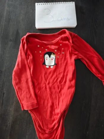 Body manches longues pingouin rouge