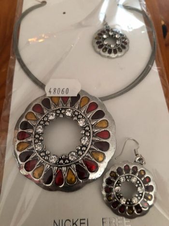 parure collier et boucles d'oreilles en cable