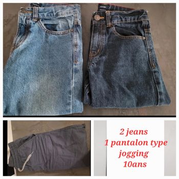 2 jeans + 1 pantalon type jogging 10ans