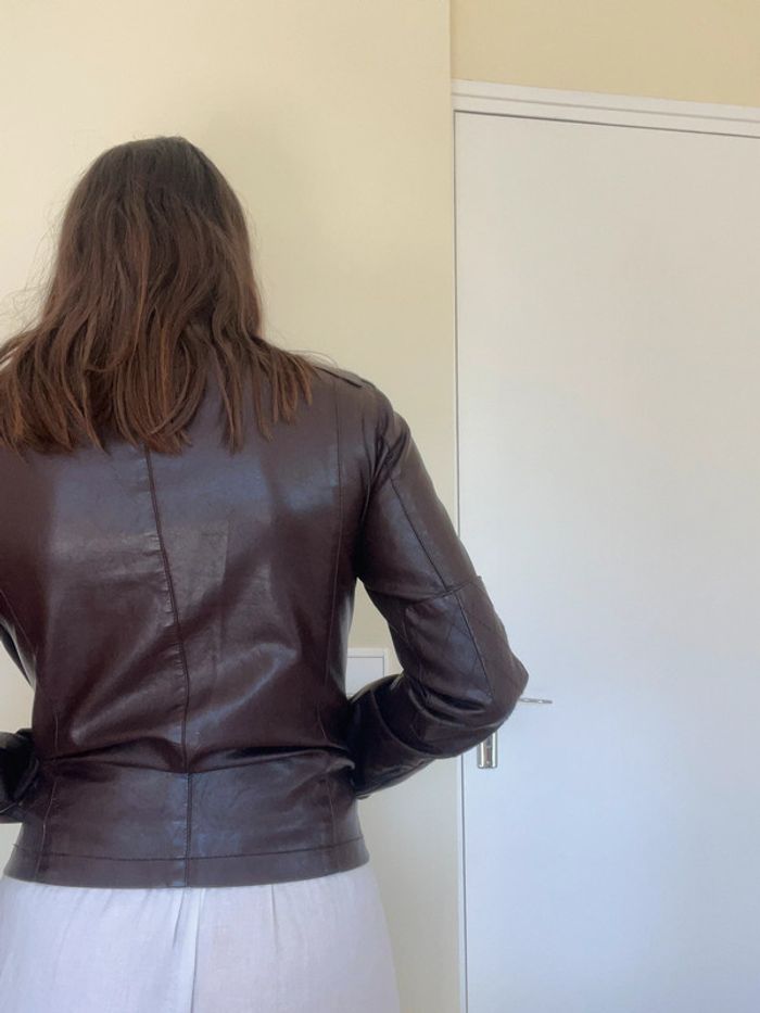 Veste blouson simili cuir style biker/ aviateur - photo numéro 5