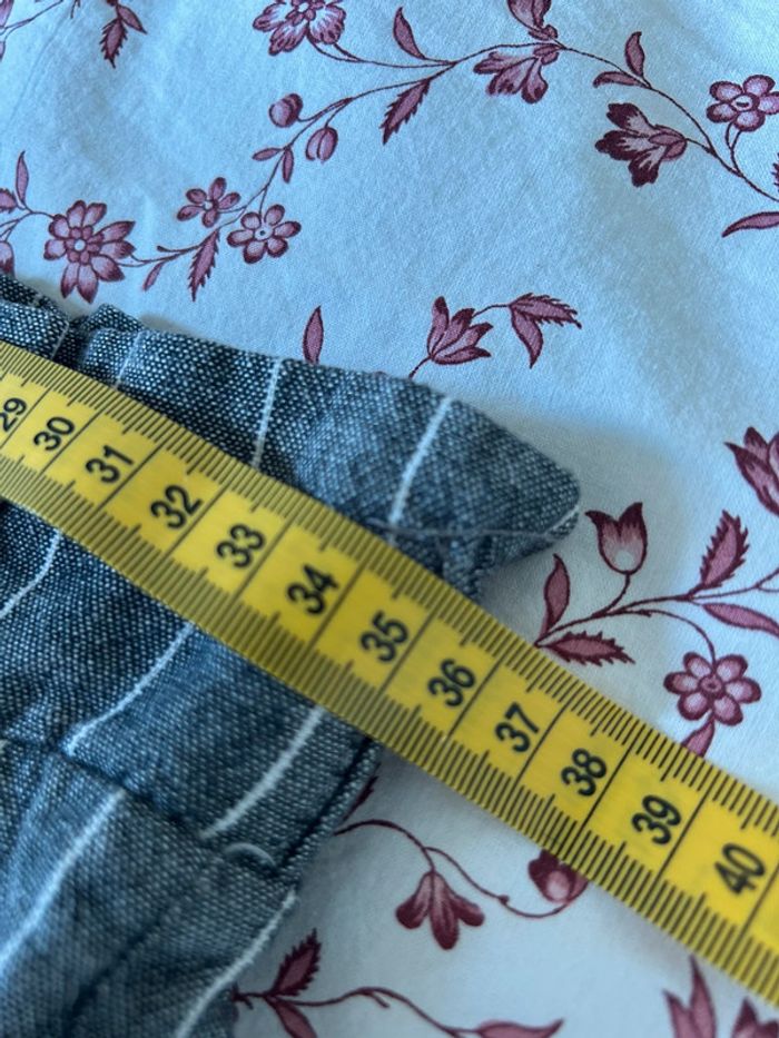 Pantalon en coton et en lin gris à rayures blanches - bershka M - photo numéro 8