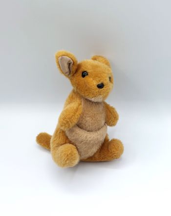 Petite Peluche ancien kangourou beige marron yeux durs 15 cm sos doudou vintage