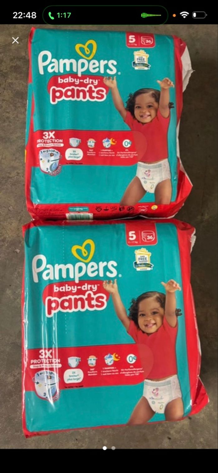 Pampers baby-dry pants ,taille 5 ,11 à 17kg