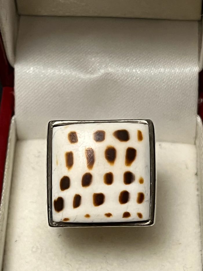 Belle et grosse bague en argent massif avec pierre «léopard » T. 59 femme TBE - photo numéro 11