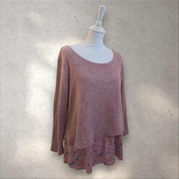 Pull 2 en 1 rose lila femme Made in Italy taille 40