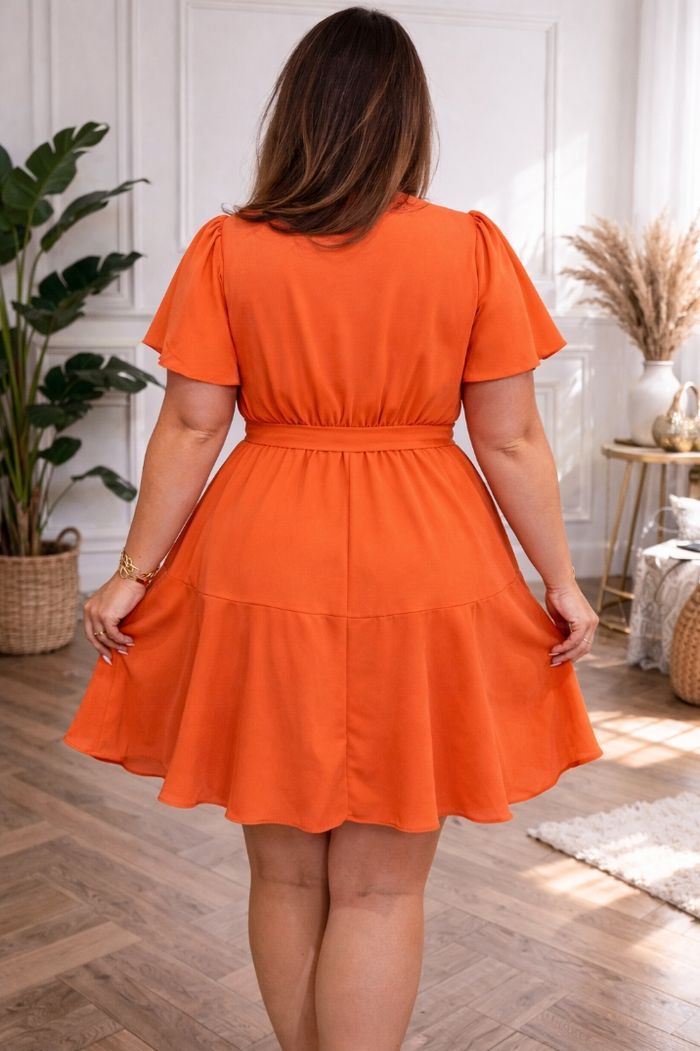 Robe d été manches courtes papillon orange corail vitaminé Femme taille 54 marque Asos 💍 - photo numéro 2